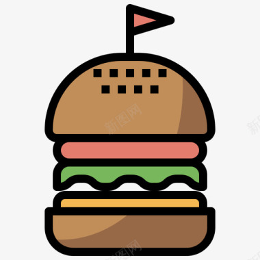 汉堡野餐69原色图标图标