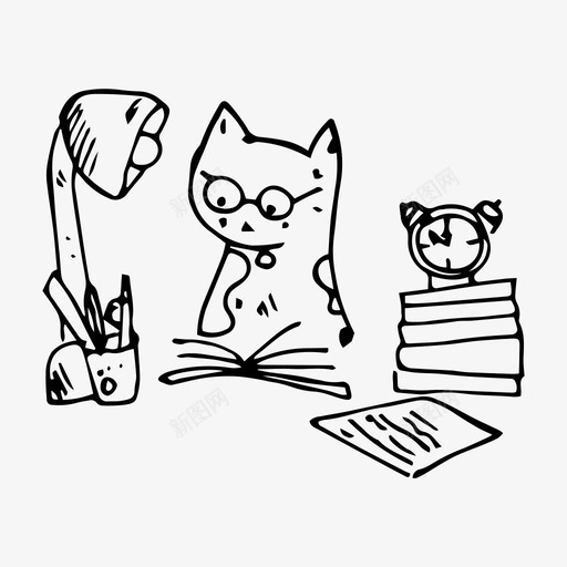 读书猫学校图标svg_新图网 https://ixintu.com 学校 小猫 读书
