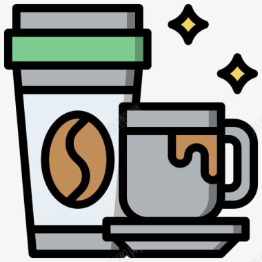 咖啡饮料31线性颜色图标图标