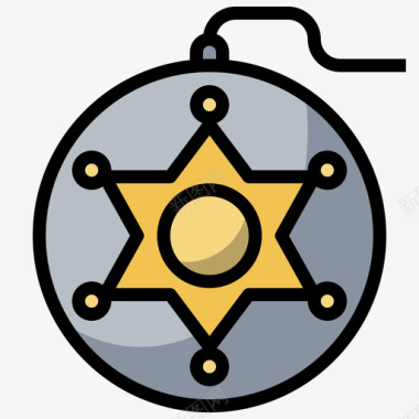 警徽执法9号线形颜色图标图标