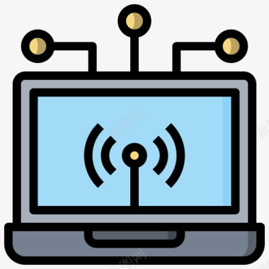 笔记本电脑智能技术26线性颜色图标图标