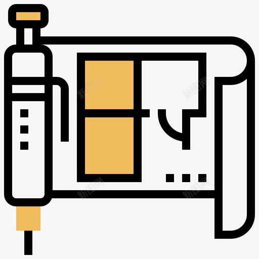 蓝图建筑57黄影图标svg_新图网 https://ixintu.com 建筑 蓝图 黄影