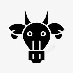 公牛头骨装饰品动物公牛图标高清图片