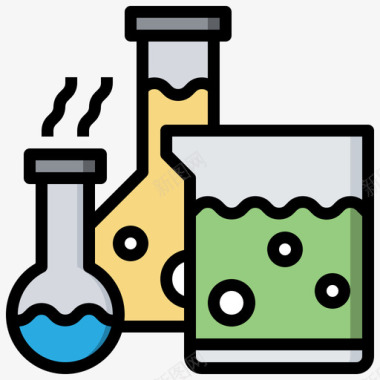 57号实验室线性颜色烧瓶图标图标
