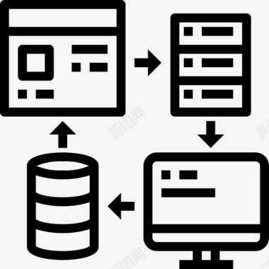 服务器大数据39线性图标图标