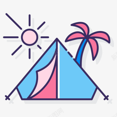 帐篷露营136线性颜色图标图标