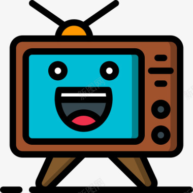 电视可爱的科技1线性颜色图标图标