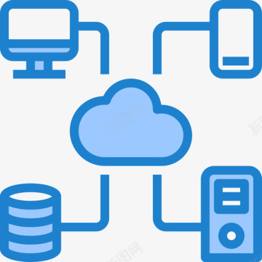 云数据和网络管理5蓝色图标图标