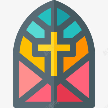 彩色玻璃窗宗教30平面图标图标