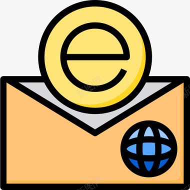 电子邮件通信2线颜色图标图标