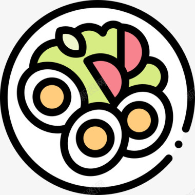 沙拉夏季食品和饮料2原色图标图标