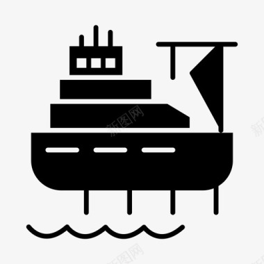 船舶能源能源和建筑业图标图标