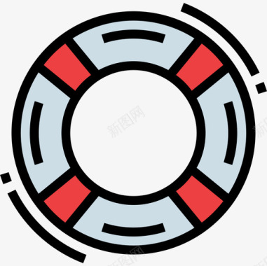 救生圈夏季80线性颜色图标图标