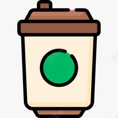 咖啡杯快餐71线性颜色图标图标