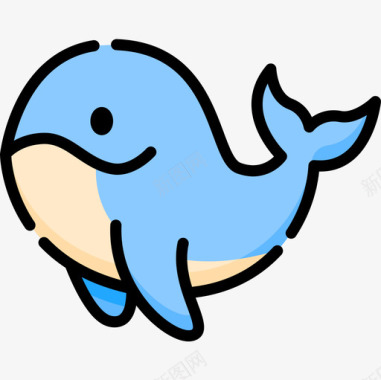 鲸鱼动物53线性颜色图标图标