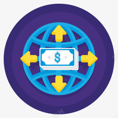 货币在线货币服务4扁平循环图标图标