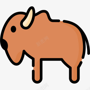 野牛动物53线形颜色图标图标