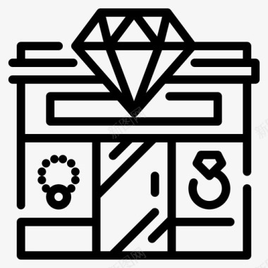 珠宝商店和商店1线性图标图标
