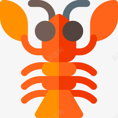 龙虾海洋生物38扁平图标图标