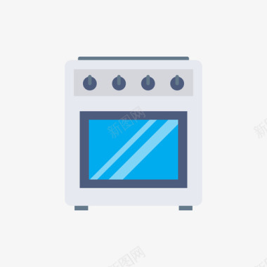 家用电器烤箱5个扁平图标图标