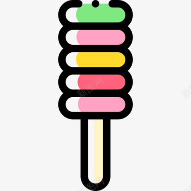 冰淇淋甜点和糖果7颜色省略图标图标