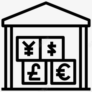 金融在线货币服务6线性图标图标