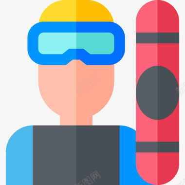 滑雪板运动员运动化身16扁平图标图标