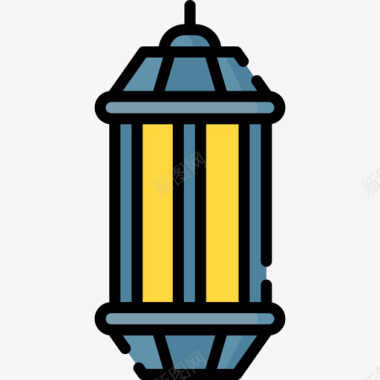 灯笼中世纪51线性颜色图标图标