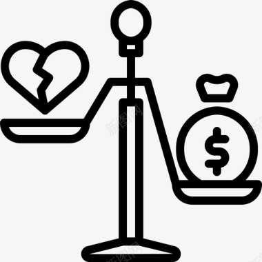 金钱和爱情比较心图标图标