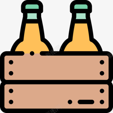 啤酒野餐53线性颜色图标图标