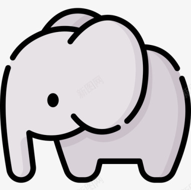 大象动物53线形颜色图标图标