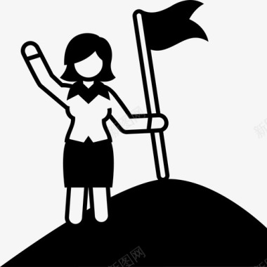 最高目标旗帜女性图标图标