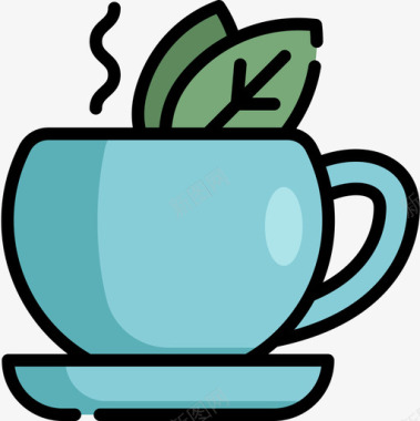 凉茶健康16线性颜色图标图标