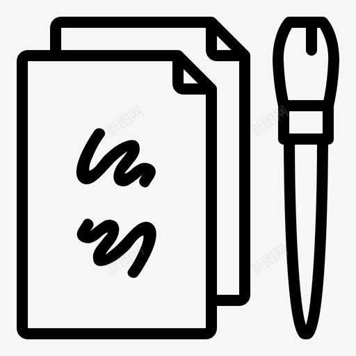 纸和毛笔艺术绘画图标svg_新图网 https://ixintu.com 学校 毛笔 签名 素描 绘画 艺术 艺术学