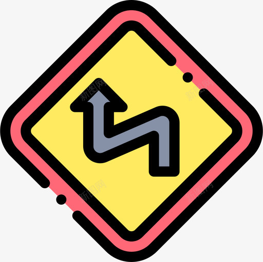 曲线交通标志14线形颜色图标svg_新图网 https://ixintu.com 交通标志 曲线 线形 颜色
