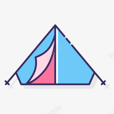 露营帐篷露营136线性颜色图标图标