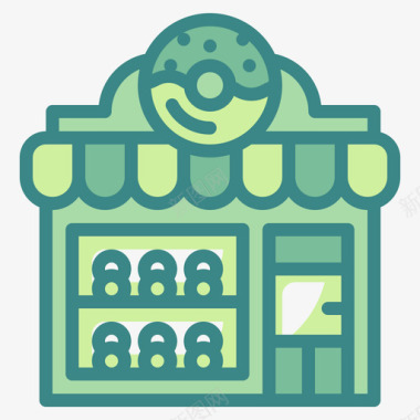 甜甜圈店商店和商店3双色调图标图标