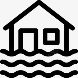 房屋被淹被淹房屋气候变化11线性图标高清图片