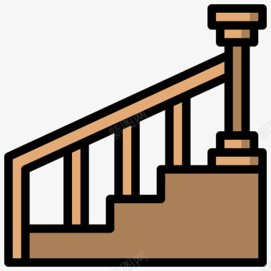 楼梯家庭和生活39线性颜色图标图标
