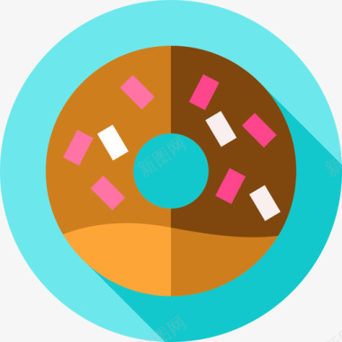 甜甜圈面包房106扁平图标图标