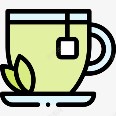 绿茶夏季食品和饮料2线性颜色图标图标