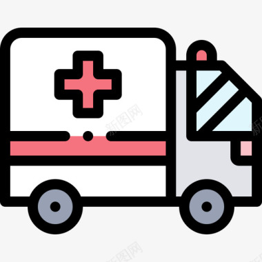 救护车医药31线性颜色图标图标