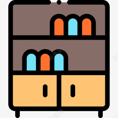书架家居用品22线性颜色图标图标