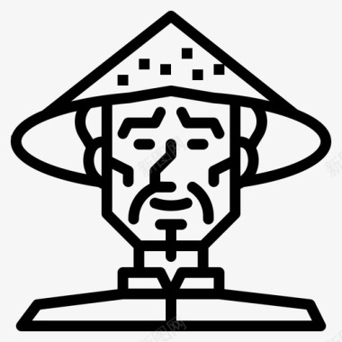 竹帽亚洲中国图标图标