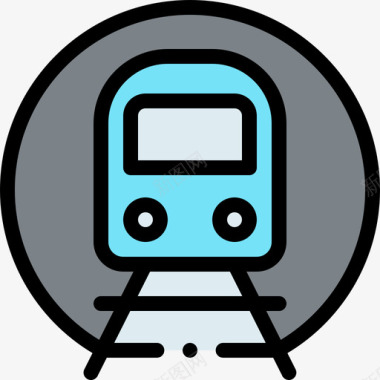 地铁车辆和运输1线颜色图标图标