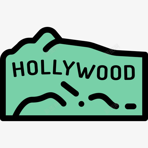好莱坞地标和纪念碑19线性颜色图标svg_新图网 https://ixintu.com 地标 好莱坞 纪念碑 线性 颜色