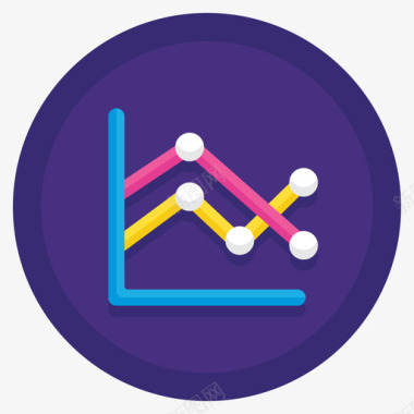 折线图信息图3扁平圆形图标图标