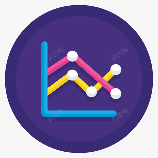 折线图信息图3扁平圆形图标svg_新图网 https://ixintu.com 信息 圆形 扁平 折线 线图