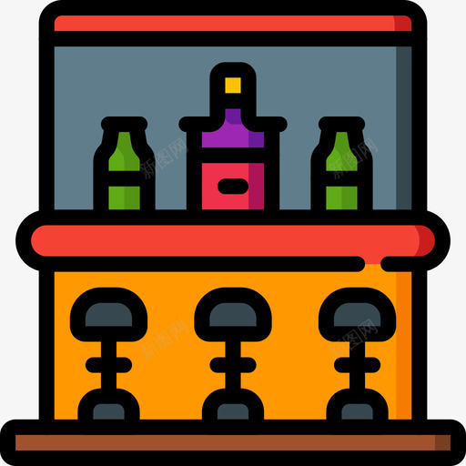 酒吧便利设施6线性颜色图标svg_新图网 https://ixintu.com 便利设施 线性 酒吧 颜色