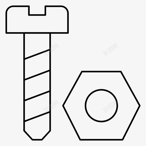 螺钉螺栓结构图标svg_新图网 https://ixintu.com 中的 图标 工具 施工 细线 结构 螺栓 螺母 螺钉